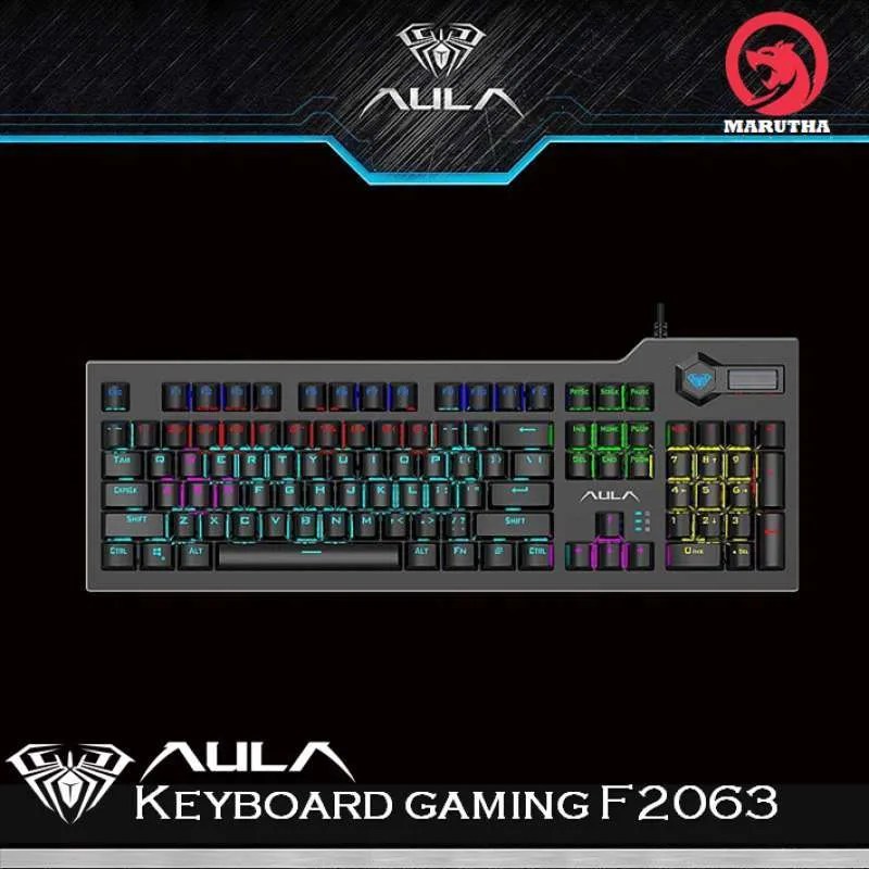Jual Aula Keyboard Gaming Multimedia Mechanical F2063 With RGB And