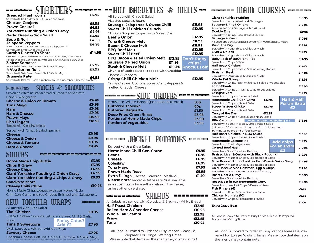 Homecooked Food Menu Station Pub Crigglestone Wakefield Sunday Dinners