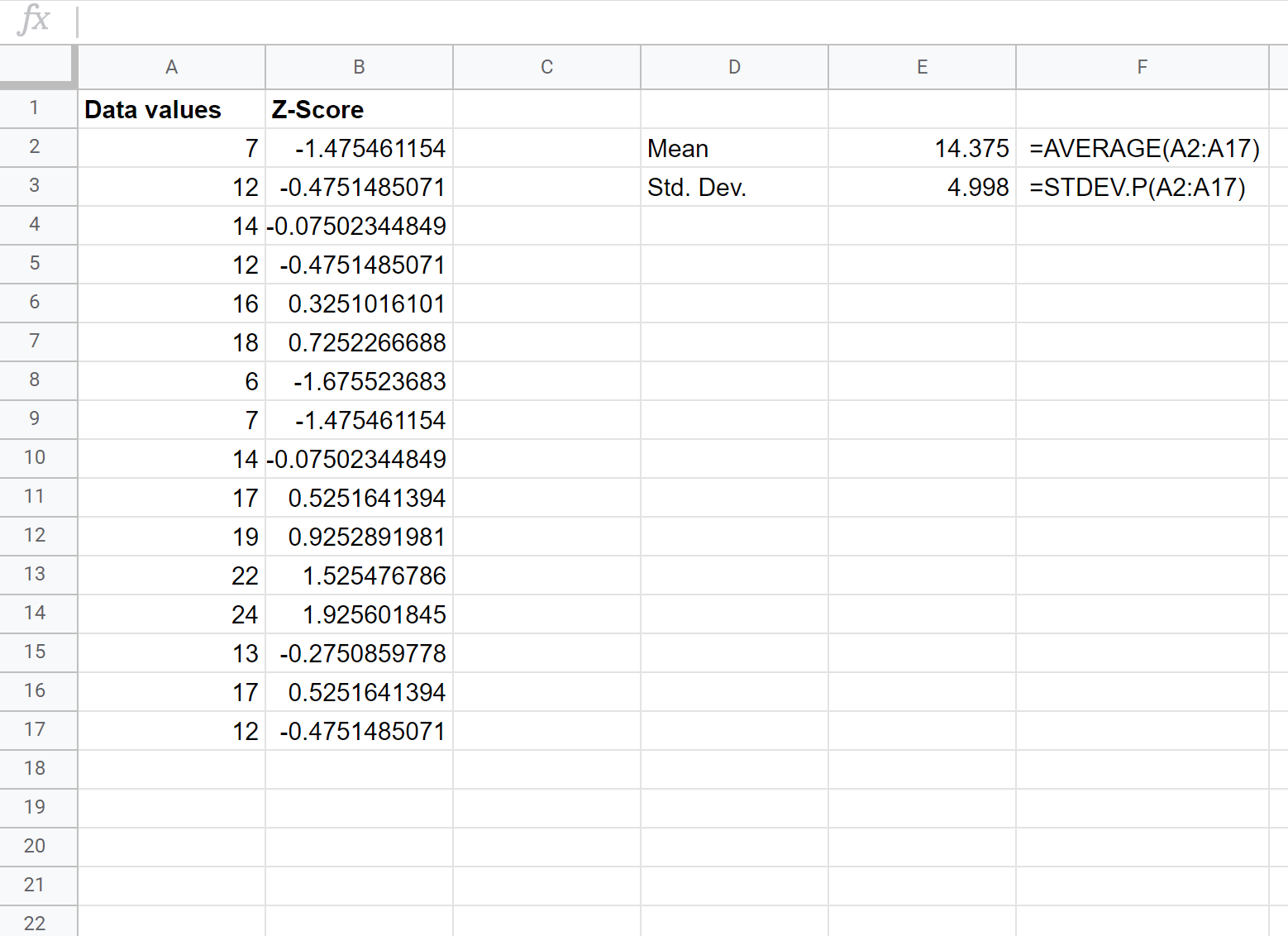 How to Calculate ZScores in Google Sheets Statology