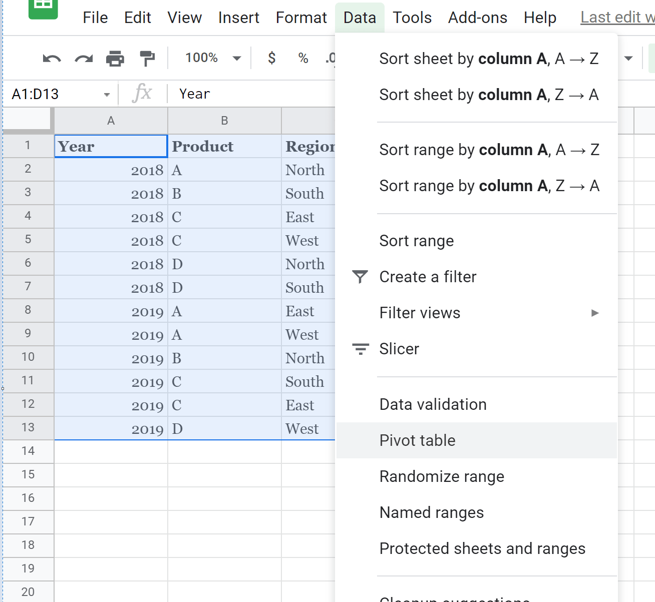 Dar formato a tablas dinámicas en Hojas de cálculo de Google (paso a
