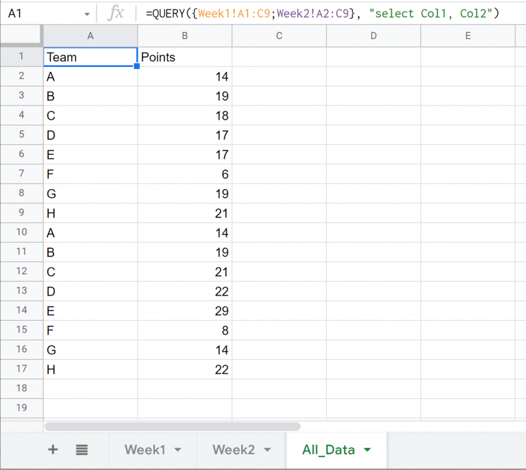 Google Sheets How to Query From Multiple Sheets