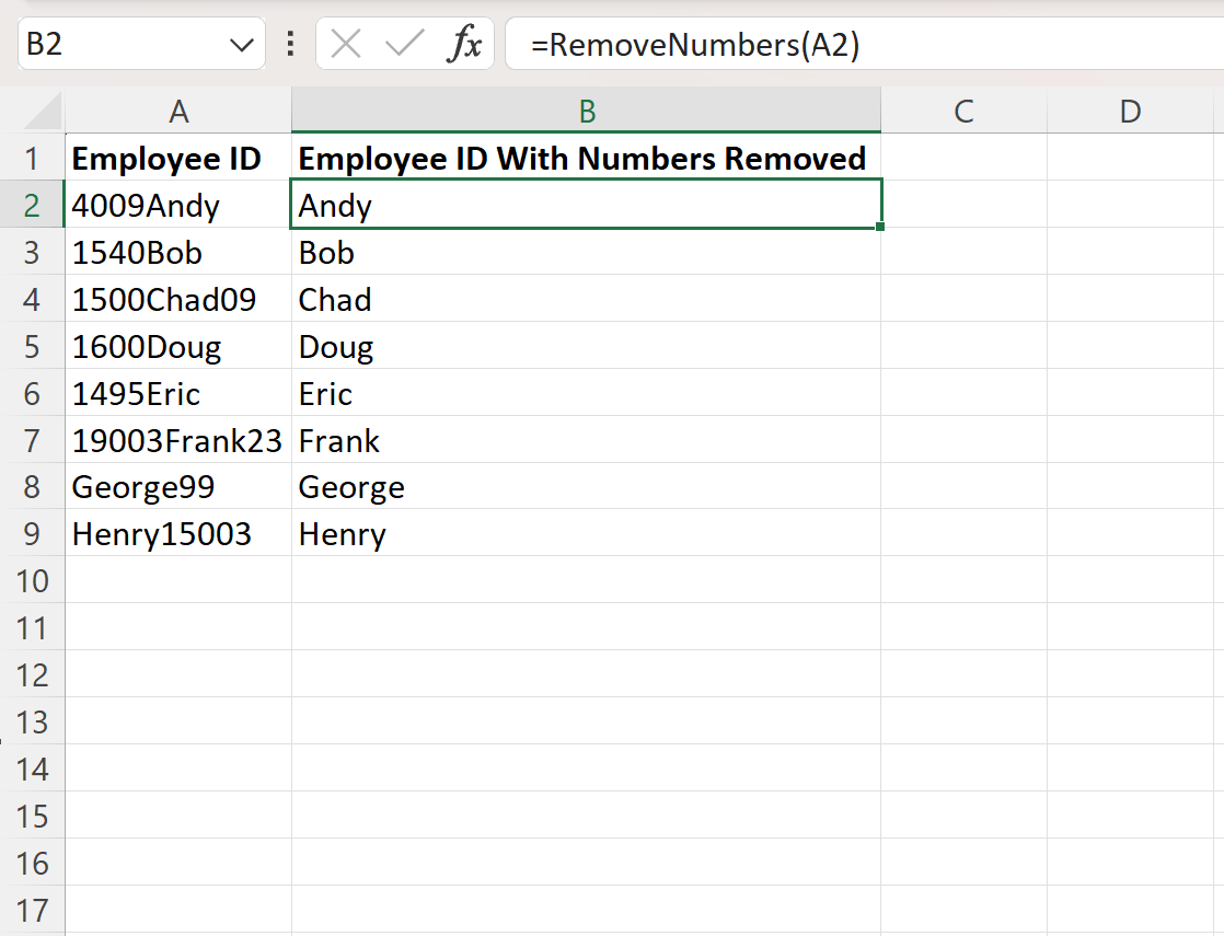 VBA How to Remove Numbers from String