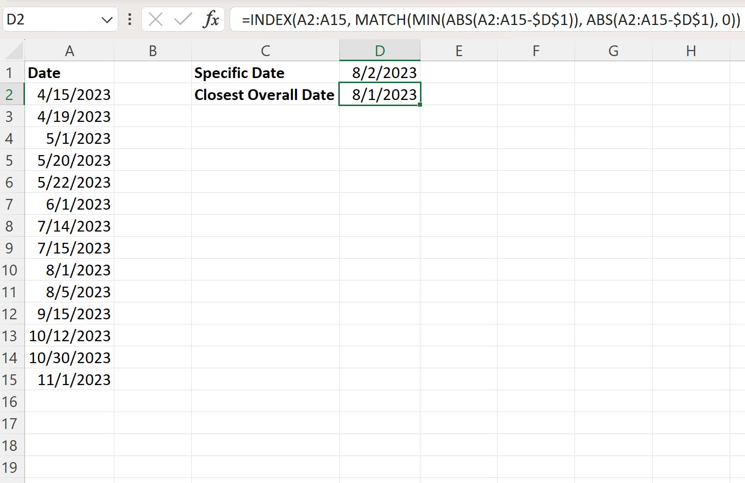 How to Find the Closest Date in Excel (With Examples)