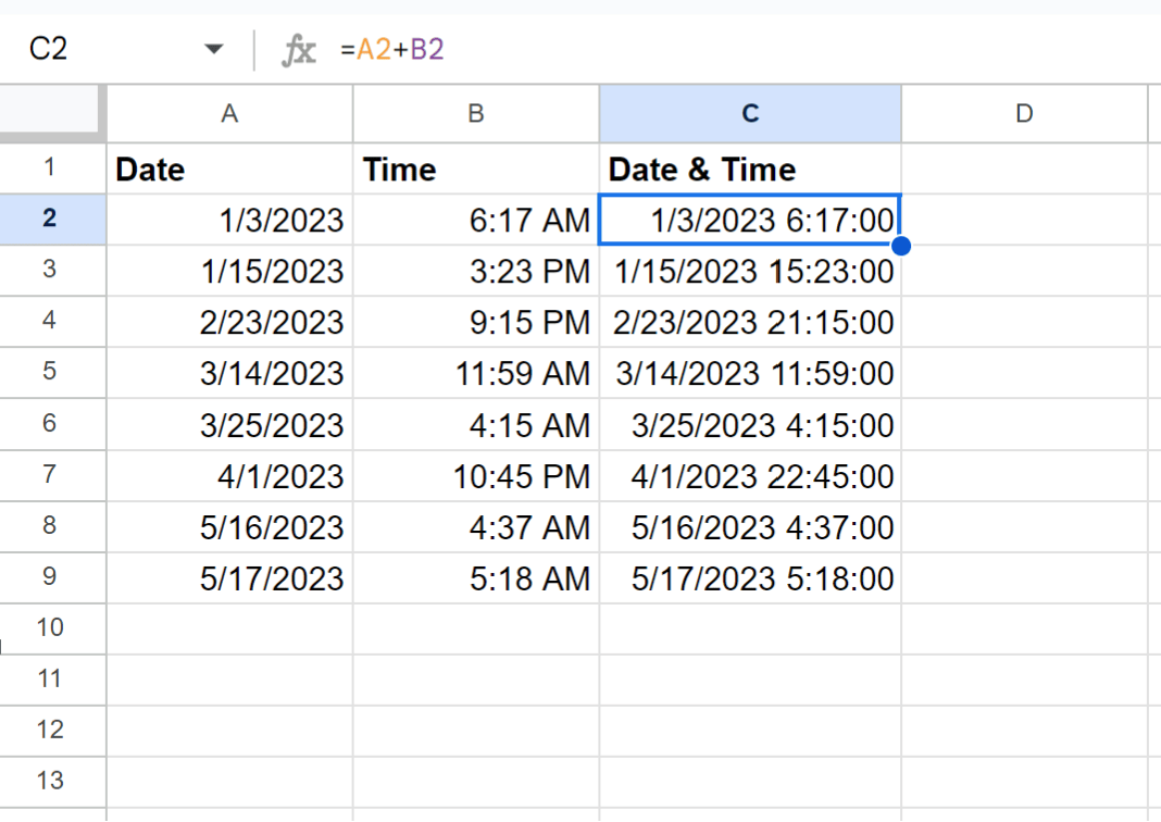 How to Combine Date & Time in Google Sheets
