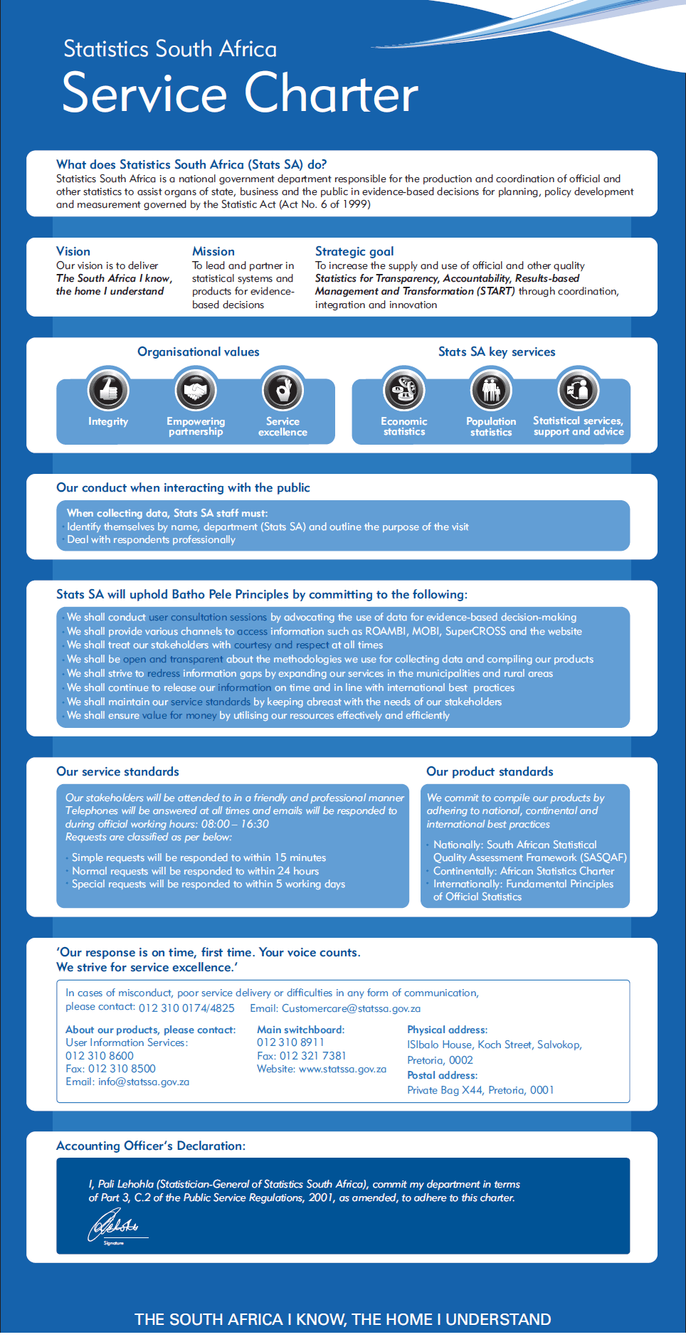 Statistics South Africa Service Charter Statistics South Africa