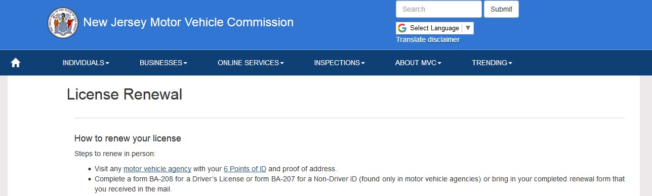 state.nj.us Driver License Renewal : New Jersey Motor Vehicle