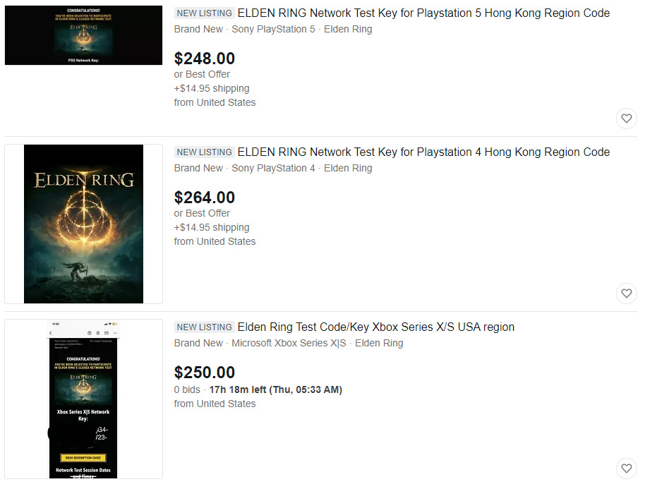 Elden Ring c'è chi vende su eBay i codici del Network Test