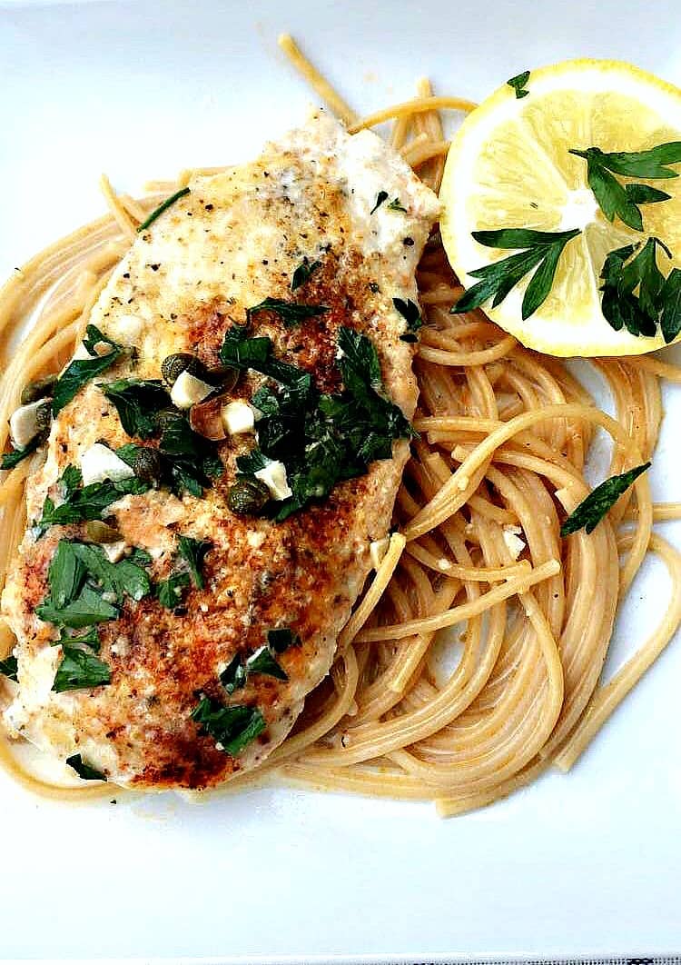 Lemon Chicken Piccata with Whole Wheat Pasta