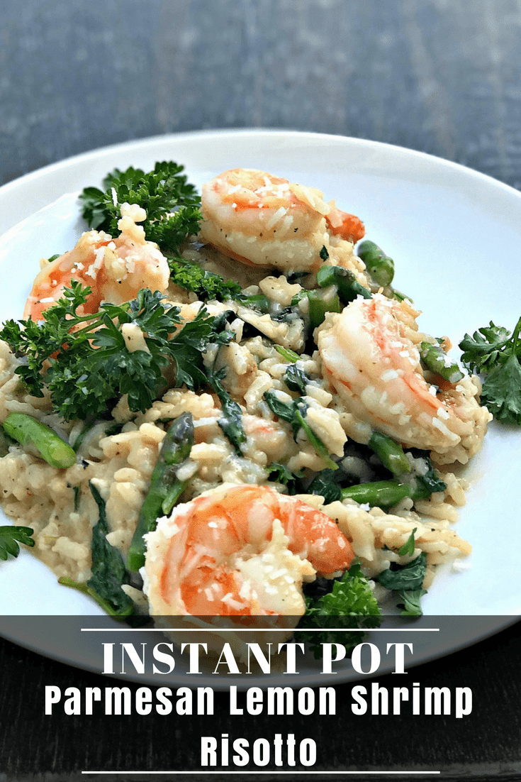 Instant Pot Lemon Shrimp Risotto with Vegetables and Parmesan