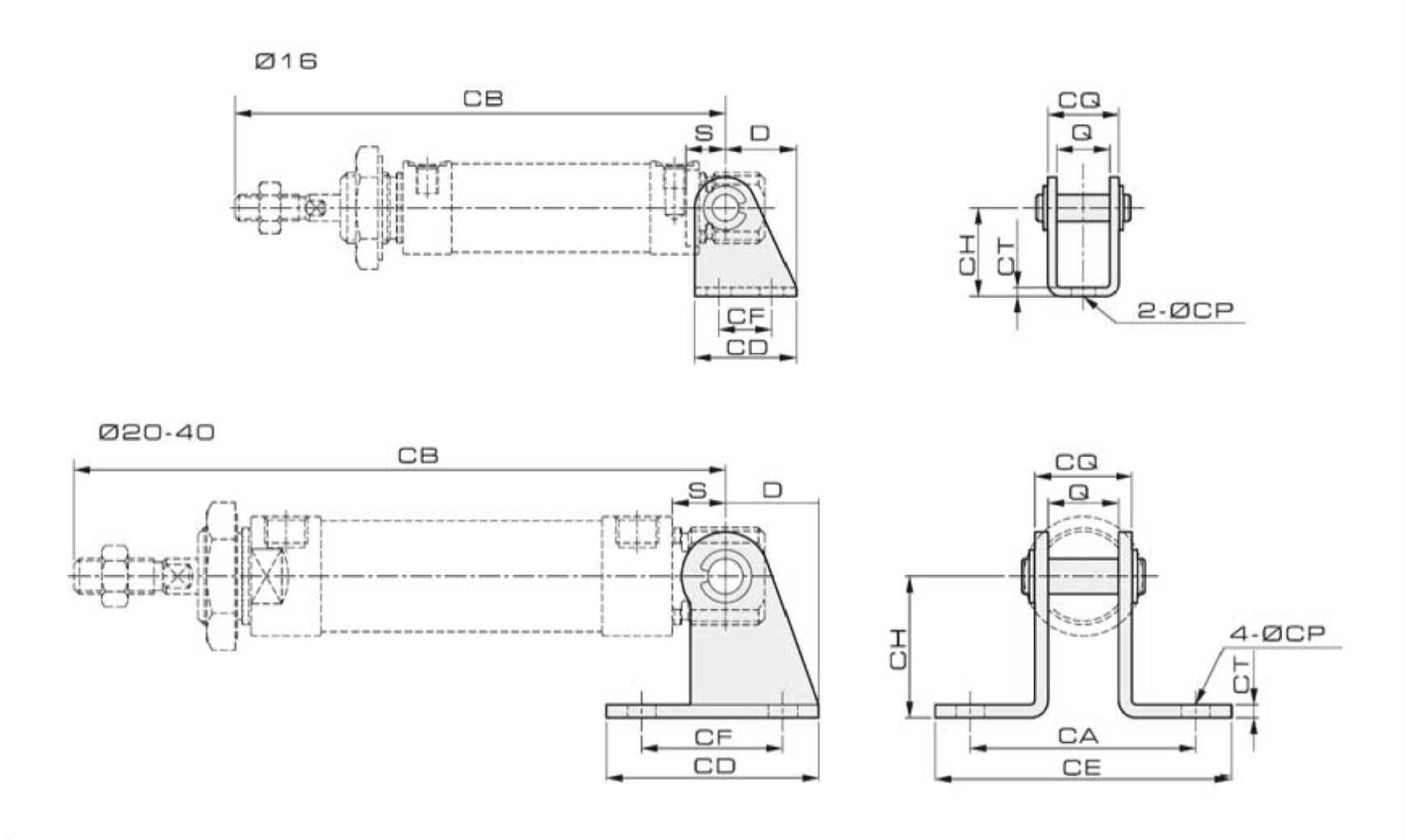Round Air Cylinder Dimensions