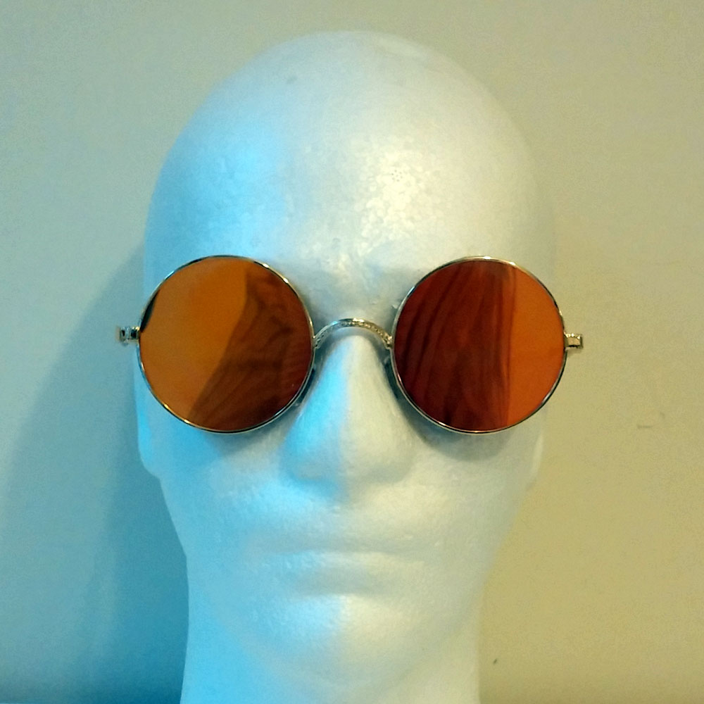Gold Frame Sunglasses with Yellow Lenses and Red Detailing