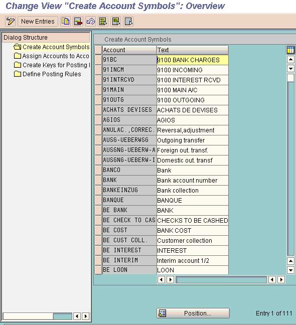 Define posting key ad Posting Rules for Bank Transactions