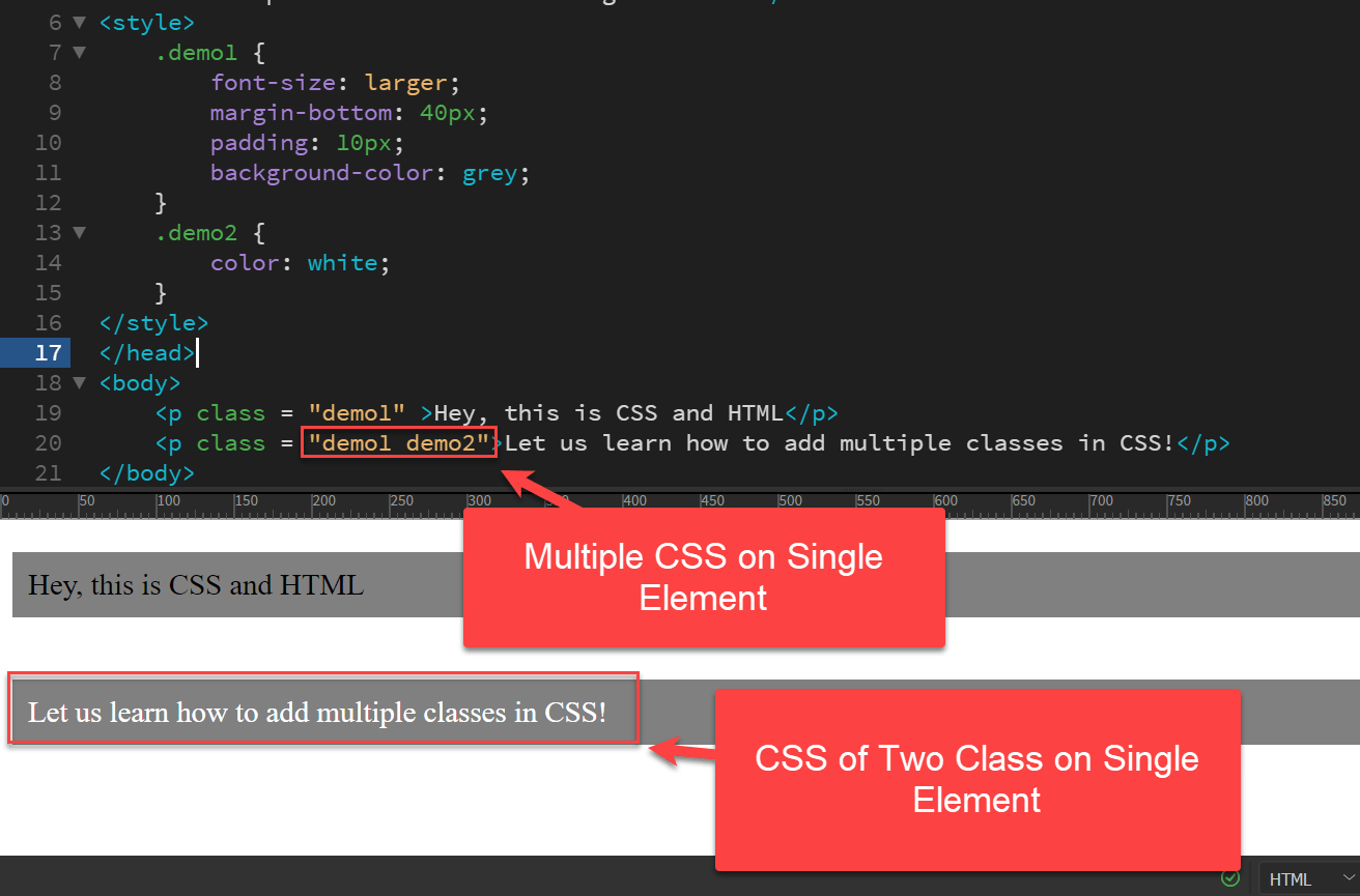 Two or Multiple CSS Classes on a Single HTML Element