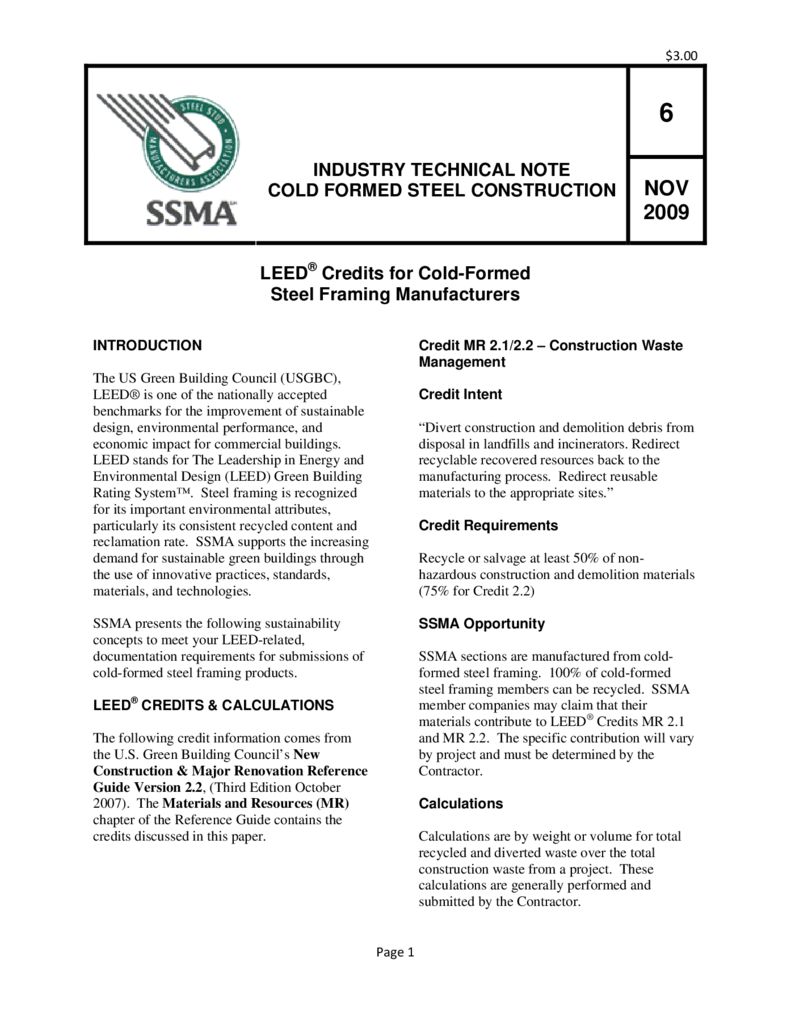 LEED Documents Steel Construction Systems
