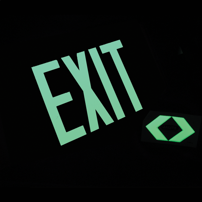 Aluminum EXIT, Yellow Text on Red Background, 75 ft Visibility Steel Fire Equipment