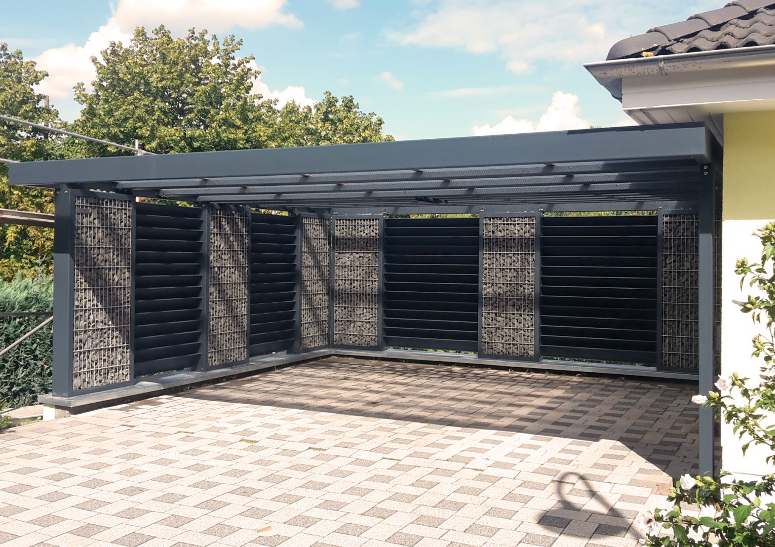 Gabionen Carport STEELMANUFAKTUR