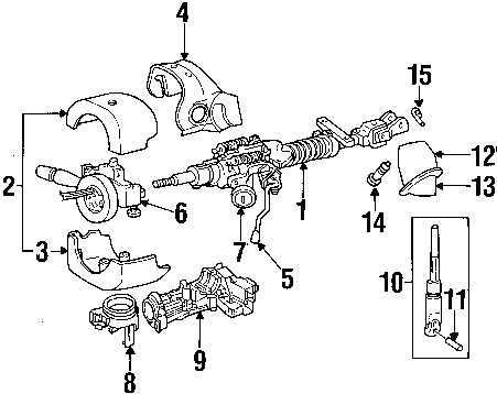 exploded view for the 2000 Dodge Caravan Tilt | Steering Column Services