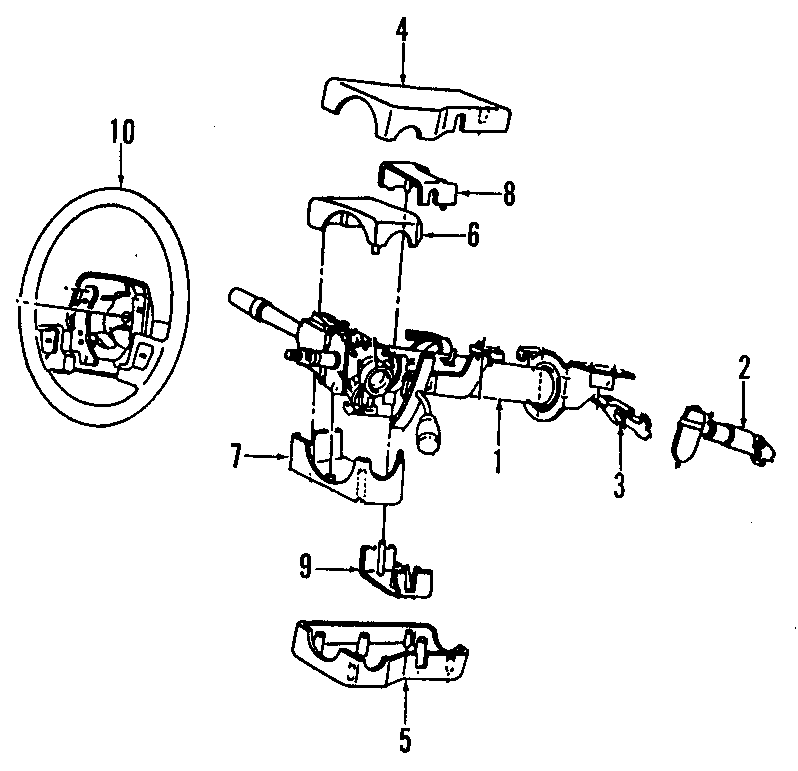 exploded view for the 1992 Dodge Caravan Tilt | Steering Column Services