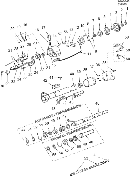 exploded view for the 1988 Chevrolet G-Van Non-Tilt | Steering Column