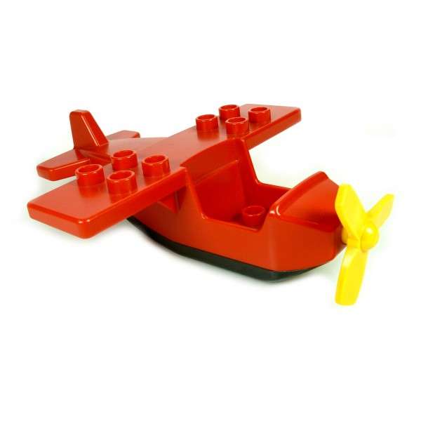 1 x Lego Duplo Flugzeug Top rot Base schwarz klein Propeller gelb
