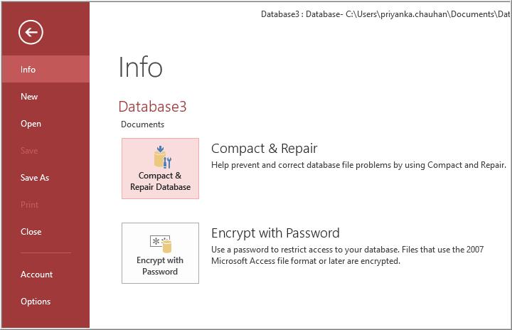 How to repair Access database that is in an inconsistent state?