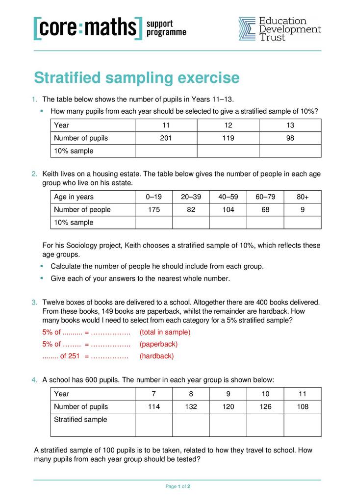 Sampling Methods Worksheet