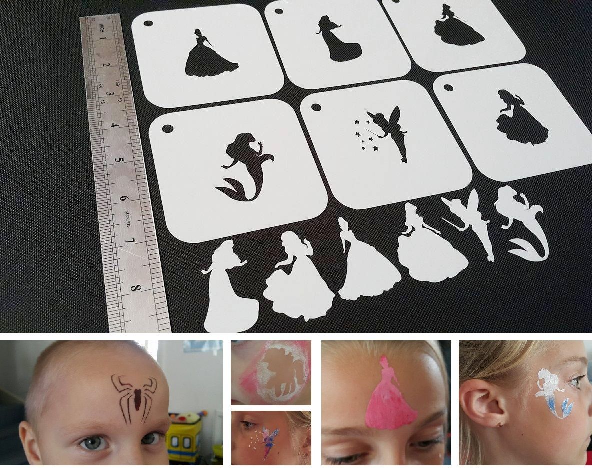 Sjablonen, modellen DISNEY Style PRINCESS Set of 6pcs Reusable Stencils