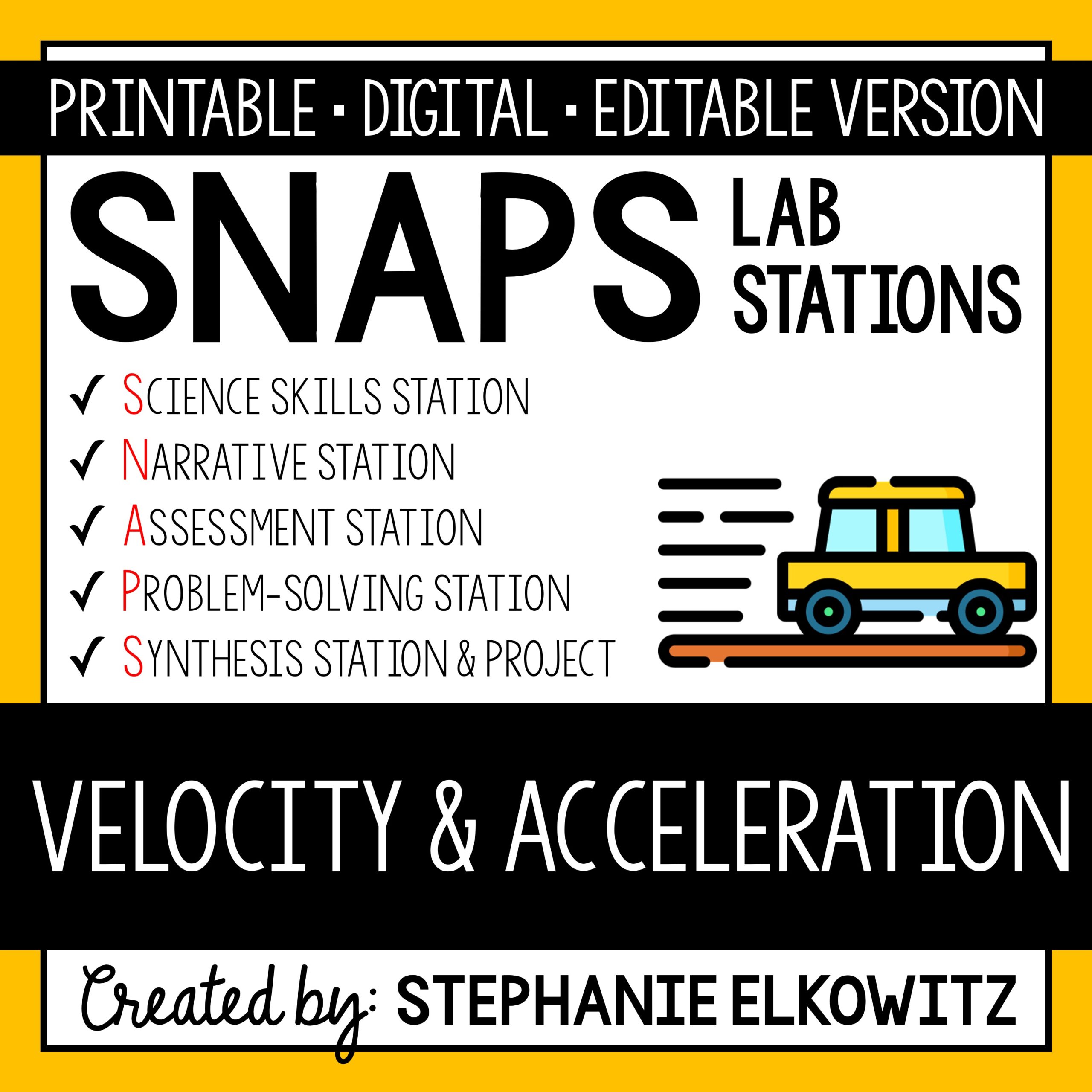 Velocity and Acceleration Lab Stephanie Elkowitz