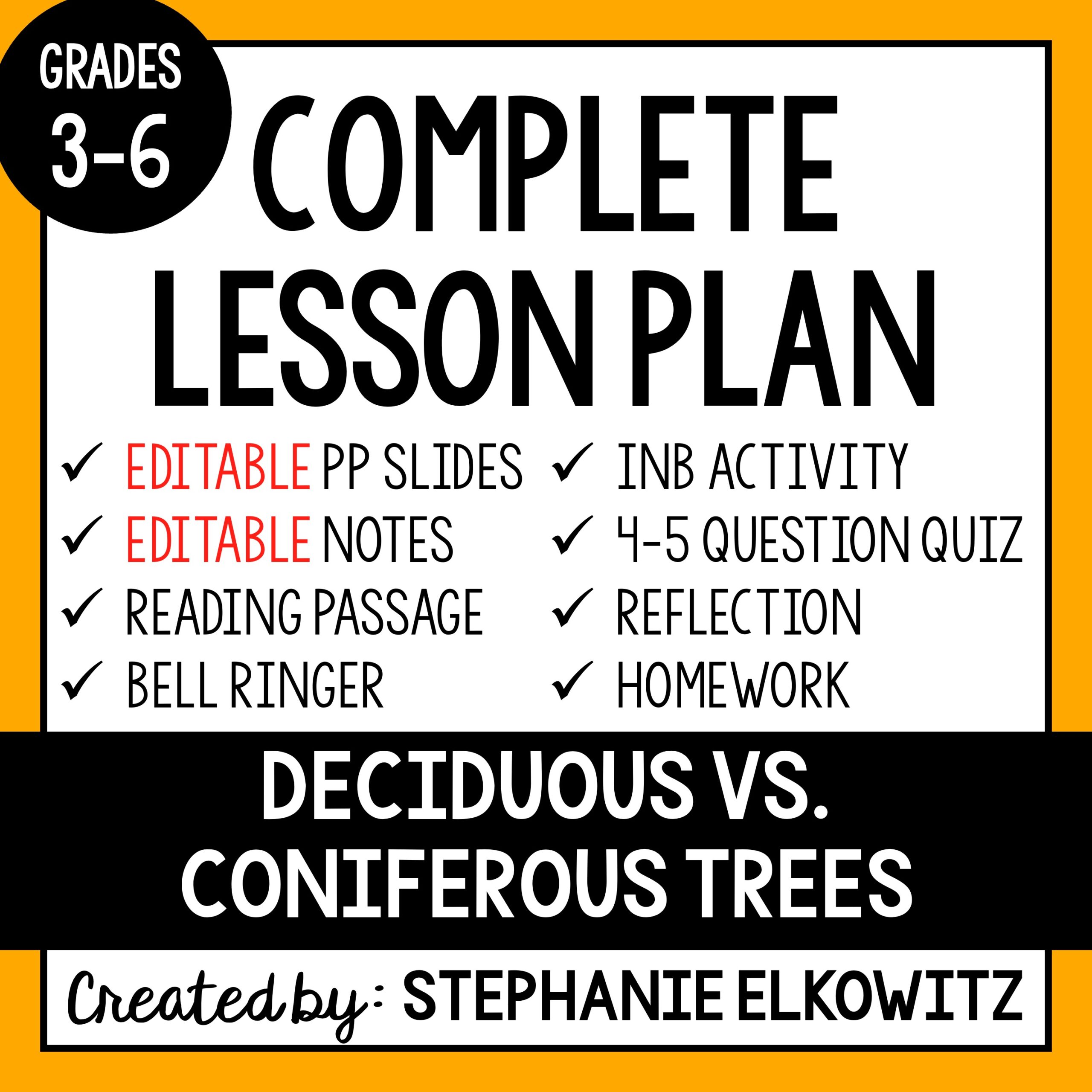 Deciduous vs. Coniferous Trees Lesson Stephanie Elkowitz
