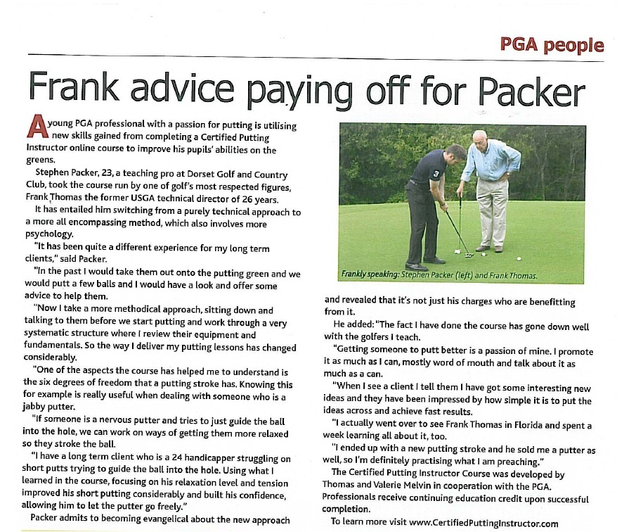 My Article in the National PGA Magazine Stephen Packer PGA Professional