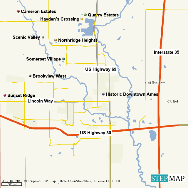 StepMap Ames Housing Developments Landkarte für World