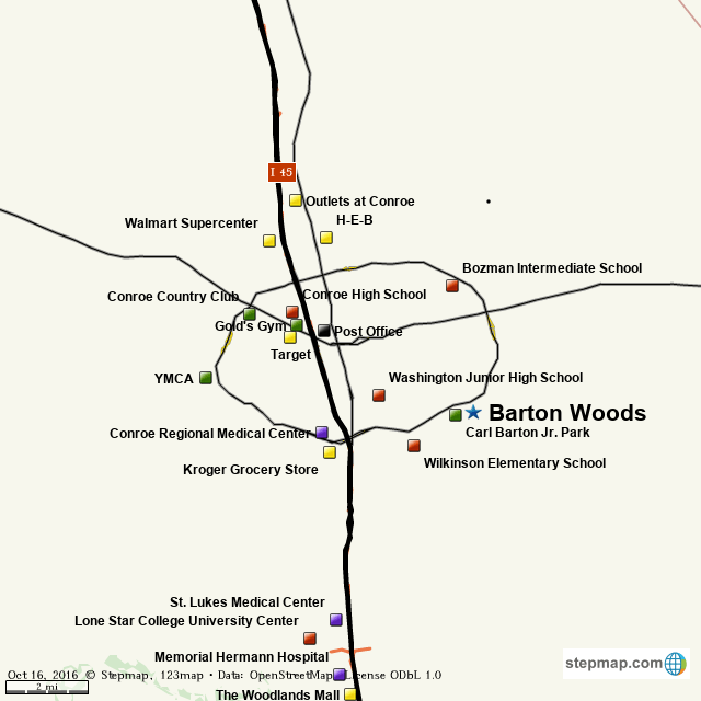 StepMap Barton Woods Community Area Map Landkarte für World