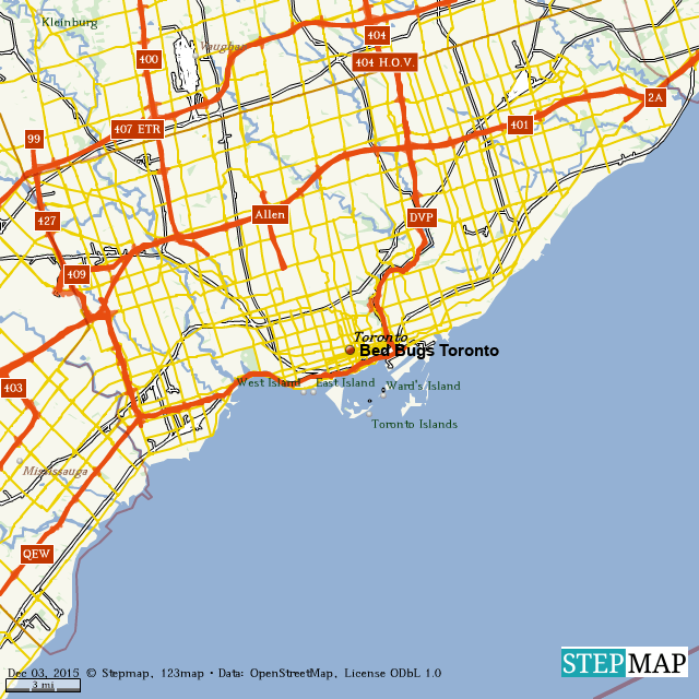 StepMap Bed Bugs Toronto Landkarte für World