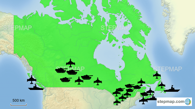StepMap Canada's Military Bases 1 Landkarte für Canada