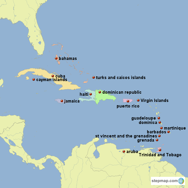 StepMap Caribbean Map