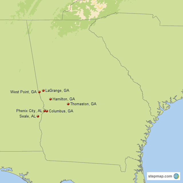 StepMap Chattahoochee Valley Convocation Landkarte für USA