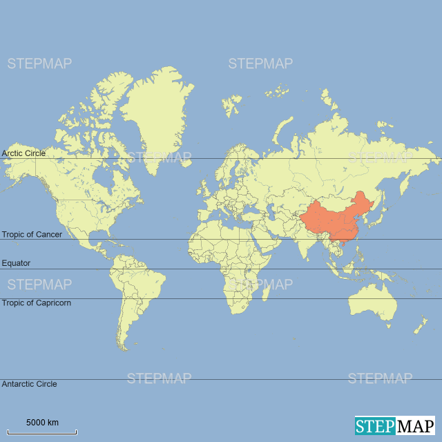 China Op De Wereld Kaart Highlighted China On World Map