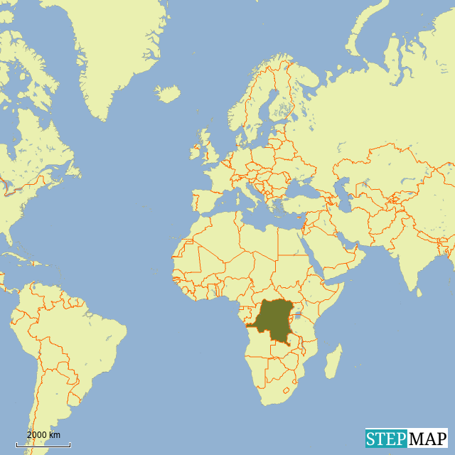 Congo In World Map StepMap Congo in the World Landkarte für Africa