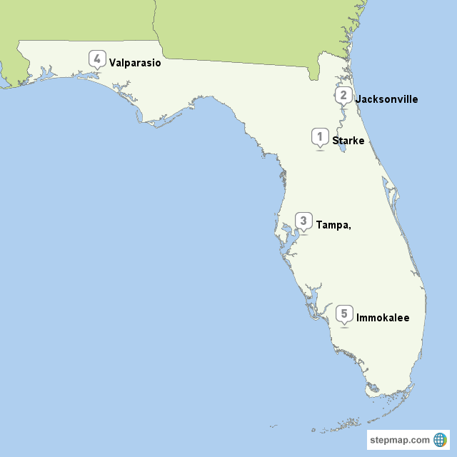 StepMap Florida Military Bases Landkarte für USA