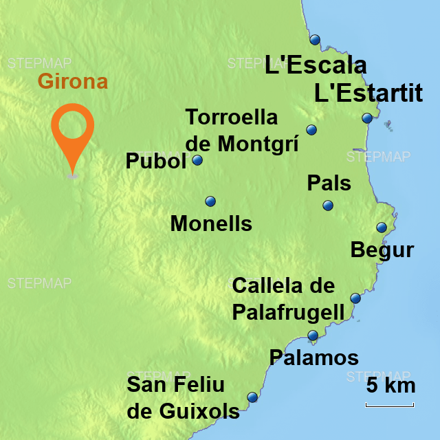 Kaart Girona Spanje Van StepMap Girona Village Landkarte für Spain