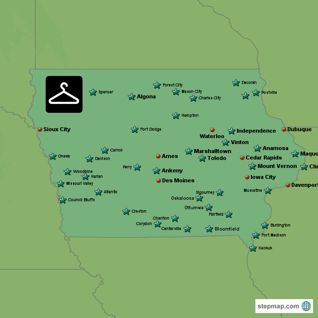 StepMap IOWA both RURAL TITLE X & URBAN Landkarte für USA