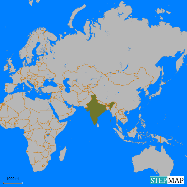 Wo Liegt Indien Auf Der Weltkarte StepMap India in the world Landkarte für Germany