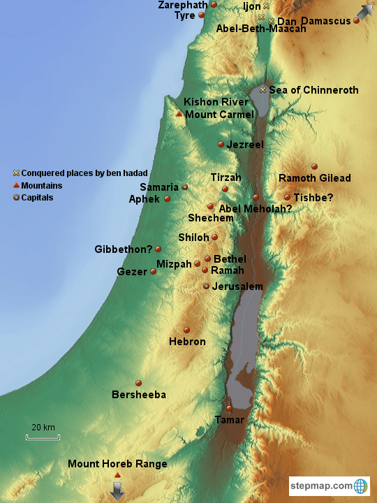 StepMap Israel during Elijah Landkarte für Asia