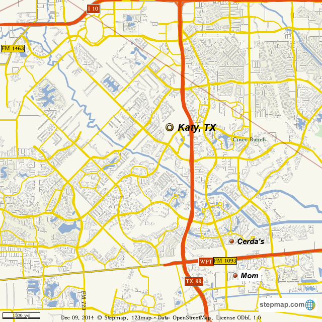 StepMap Katy, Texas Landkarte für World