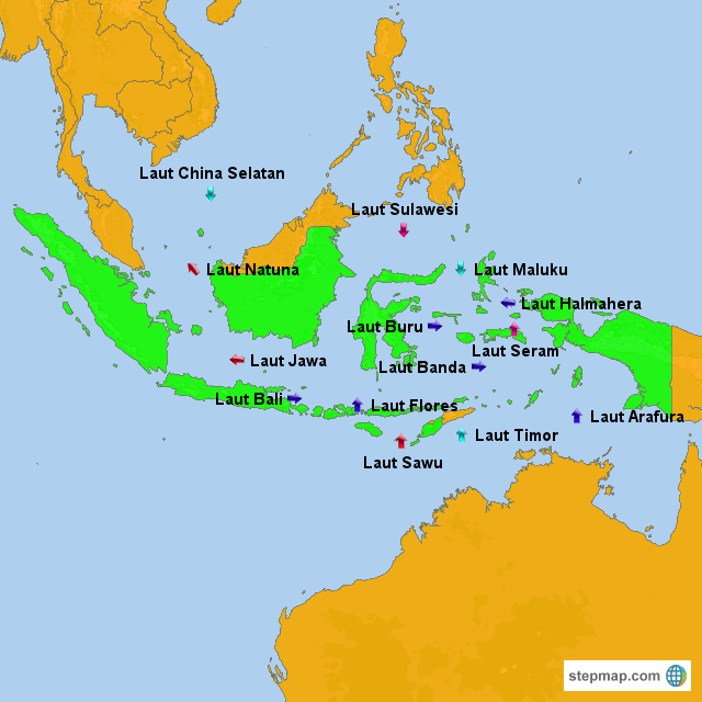 StepMap Laut di Indonesia Landkarte für Indonesia