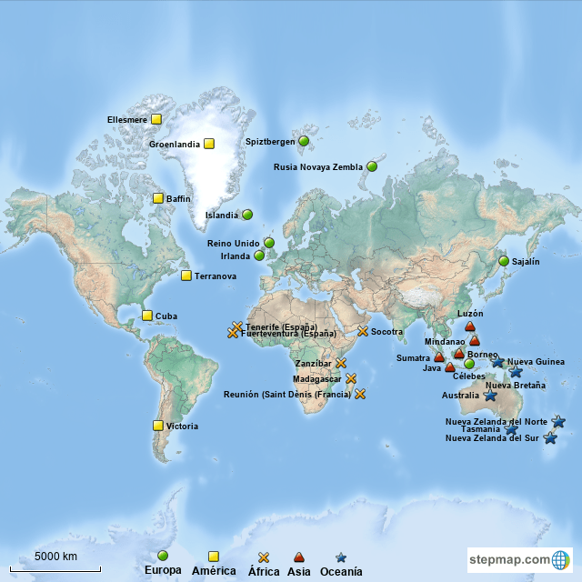 StepMap Mapa Islas Mundo Landkarte für World