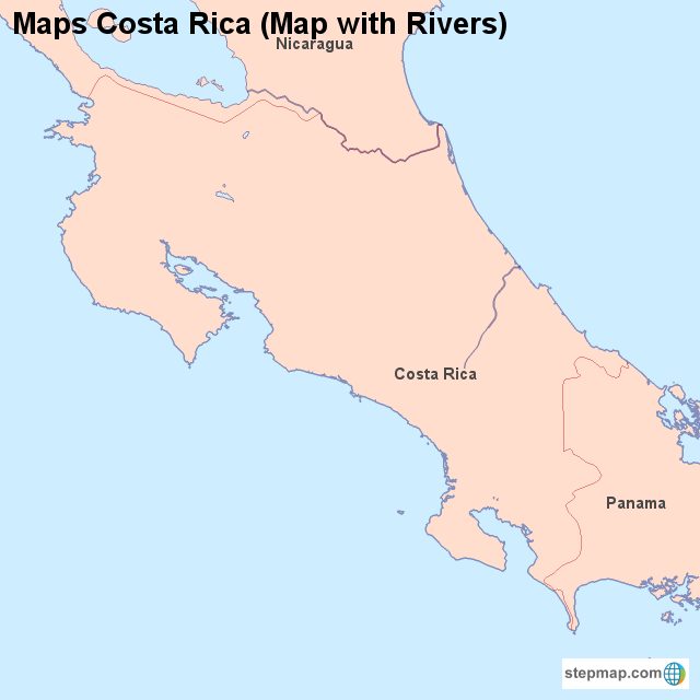 StepMap Maps Costa Rica (Map with Rivers) Landkarte für Costa Rica