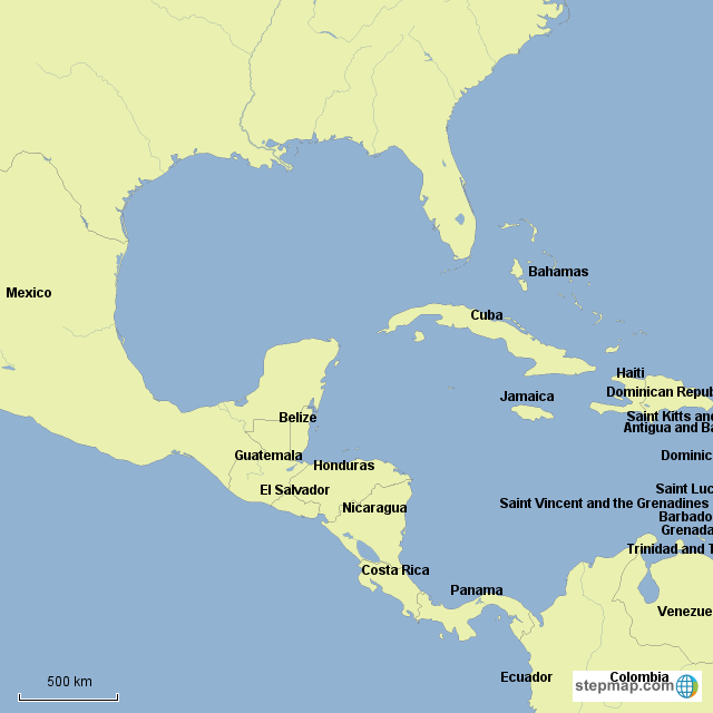 Middle And South America Map StepMap Middle and South America Landkarte für Germany