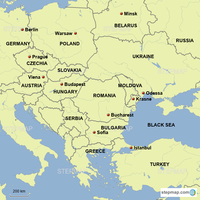 Modern Eastern Europe Map StepMap Modern Day Eastern Europe Landkarte für Ukraine