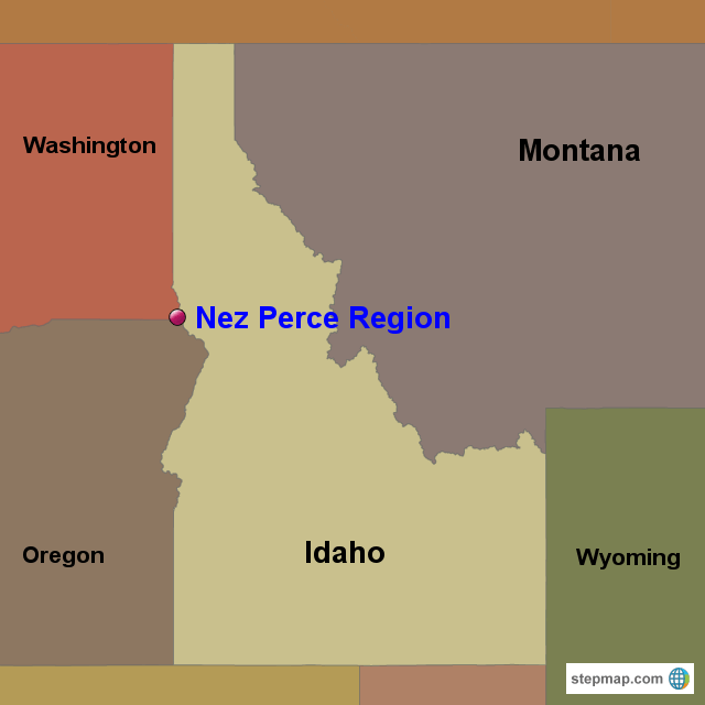 StepMap Nez Perce Location Landkarte für USA